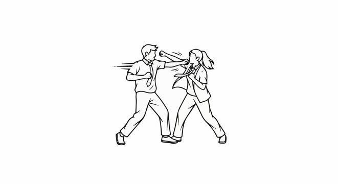 Two individuals in business attire engaged in a physical altercation