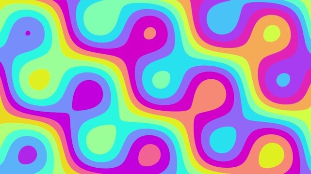 Abstract rainbow fluid background animation with wavy colorful shapes