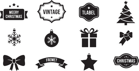 Fototapeta premium Vintage Christmas text effect with retro typography and festive decorative lettering style..eps