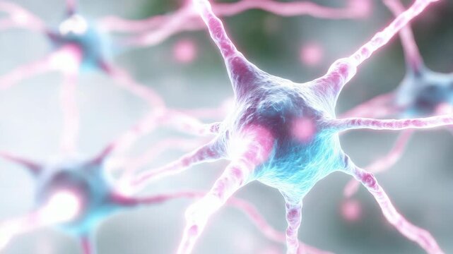 Dynamic movement of neural connections showcasing brain synapse activity in high resolution