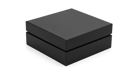 Naklejka premium Small square black gift box with lid on white background empty minimalist present packaging isolated merchandise container surprise celebration anniversary birthday special occasio