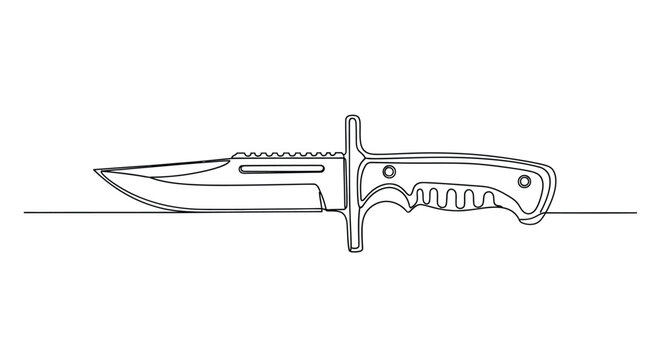 Outline drawing of a combat knife with line drawing knife art weapon icon tool icon survival