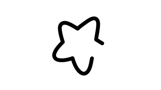 A simple black star shape on a white background for design use doodle animated 4k stock video
