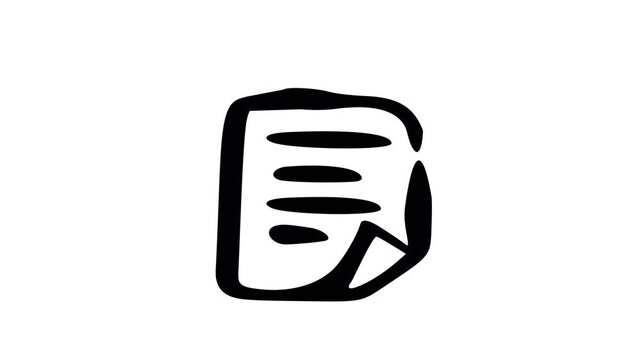 A black and white illustration of a piece of paper with lines doodle animated 4k stock video