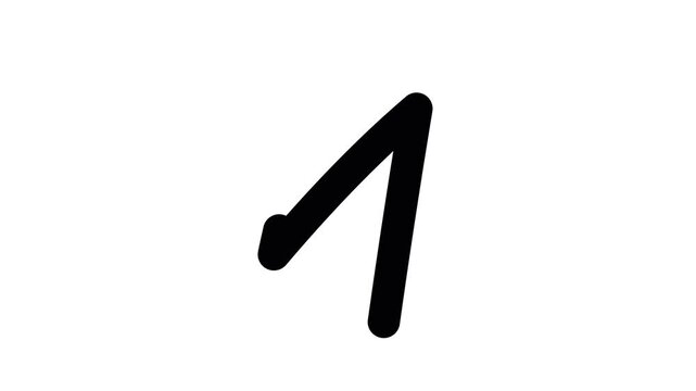 A large black number one on isolated white background for design doodle animated 4k stock video