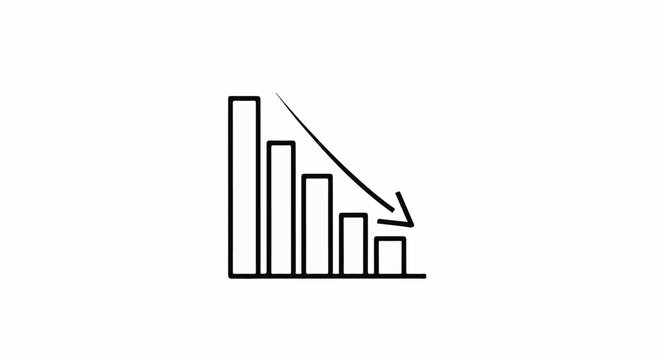 Simple descending bar chart with an arrow pointing down
