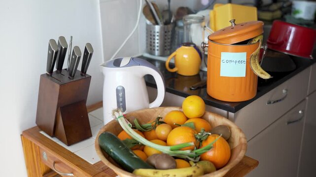 Composting Kitchen Waste at Home, Adding Banana Peel to Organic Compost Bin