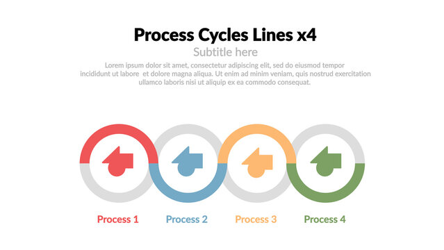 Process Cycles Lines x4 &ndash; Animated Workflow Steps, Business Timeline and Flowchart Presentation, Modern Corporate Infographic for Strategy and Marketing