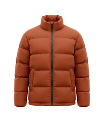 Orange padded puffer jacket isolated. Winter outerwear clothing mockup. © PNG Lab