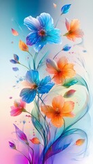Obraz premium Artistic grunge watercolor background featuring a colorful floral pattern with pink ink splatters, paint drops, and liquid stains on a textured paper design illustration