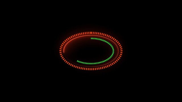 Glowing neon text number circle frame loading icon animation.