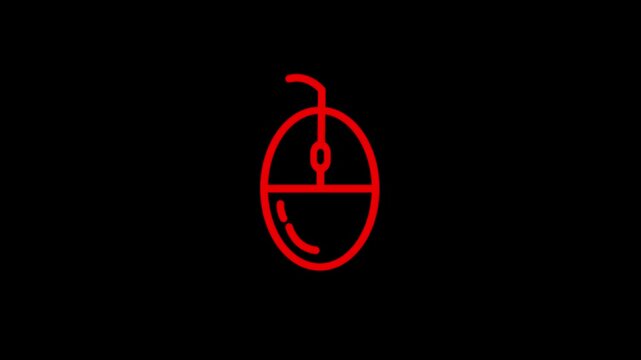 computer mouse icon animation. Motion graphics 4k video motion illustration sign. Outline doodle style alpha channel