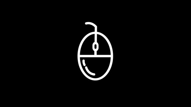 computer mouse icon animation. Motion graphics 4k video motion illustration sign. Outline doodle style alpha channel
