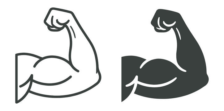 human arm muscle bicep icon, flexing limb anatomy vector illustration, medical healthcare and fitness strength symbol isolated on transparent background