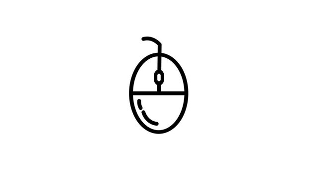 computer mouse icon animation. Motion graphics 4k video motion illustration sign. Outline doodle style alpha channel