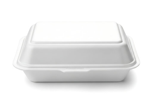Closed white takeaway food container with takeout box with disposable container with lunch box with food packaging with styrofoam container with meal box with restaurant box with food service