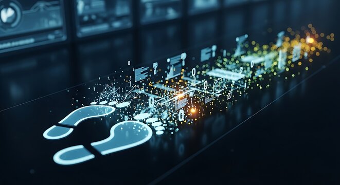 Customer journey analytics with digital footprints data tracking behaviour analysis marketing insights user path visualization technology business intelligence concept.
