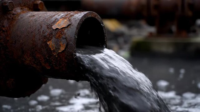 Rusting pipe spews polluted fluid, raising environmental concerns