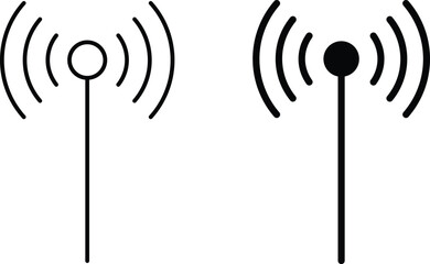 Simple black and white wireless signal icons with lines © Icon Dreamer