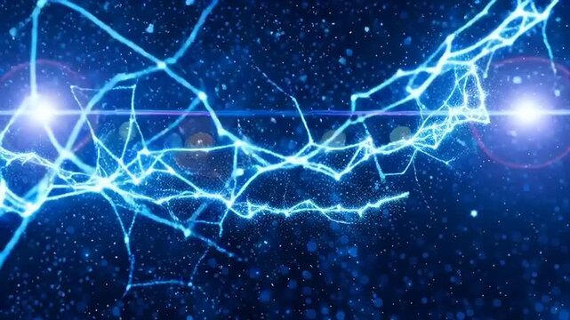 Dynamic Glowing Network of Blue Light Connections in Abstract Digital Space Representing Futuristic Technology and Data Flow