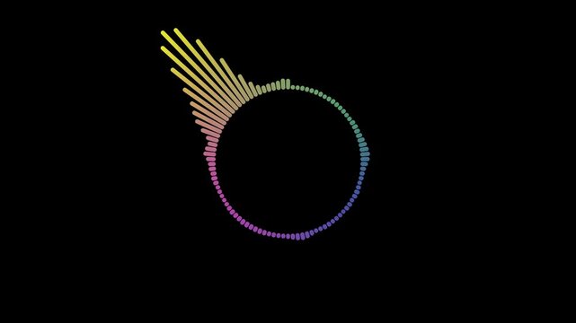 Yellow and Purple Gradient Audio Spectrum, Circular Music Waveform Visualizer.