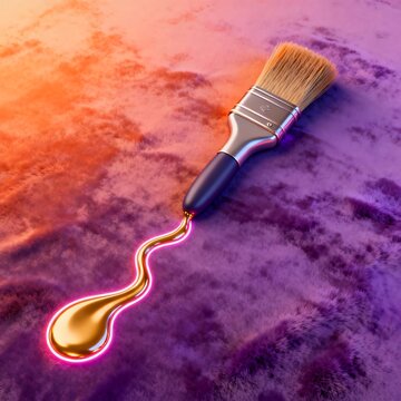 Golden Liquid Brushstroke on Sunset Velvet