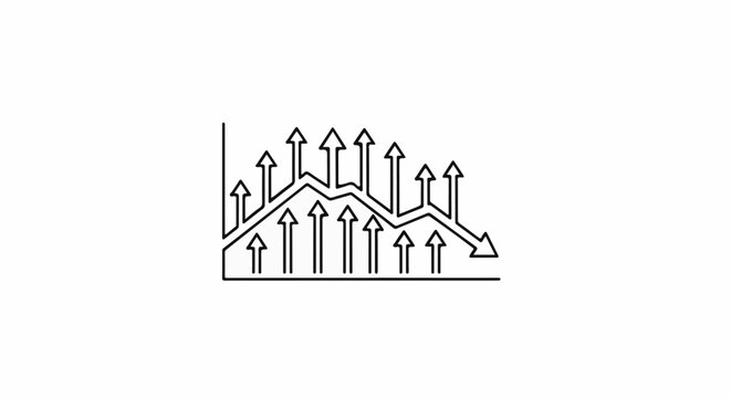 Abstract line graph with upward and downward trends depicted by arrows