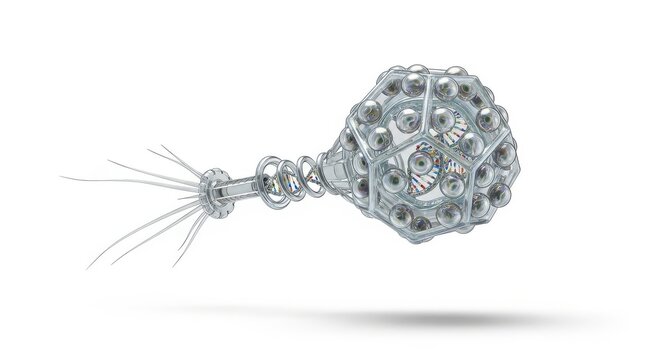 Bacteriophage Virus - Microscopic Biological Machine Attacking Bacteria