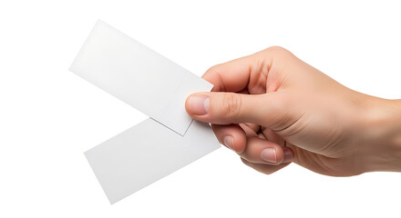 Fototapeta premium Hand holding two blank white business cards for branding or identity mockup