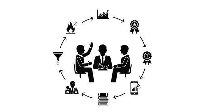 Business strategy, teamwork process, workflow optimization, management cycle vector