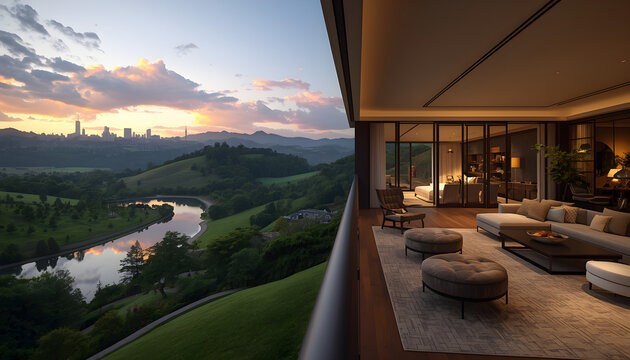 Lavish countryside estate with rolling green hills 