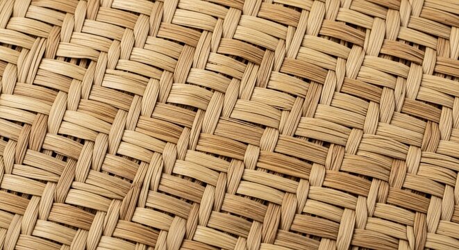 Detailed close-up of natural woven straw texture with intersecting strands and subtle color variations