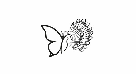 Fototapeta premium Stylized butterfly with peacock tail on white background