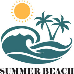 Obraz premium tropical island with palm trees vector illustration