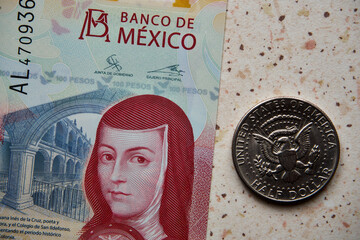 peso meksykańskie i dolar amerykański   © Marcin Łazarczyk