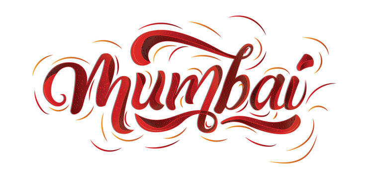 Mumbai city lettering calligraphy vector design for travel posters 