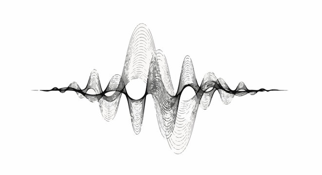 Dynamic waveform visualization with shifting gray and black lines on white