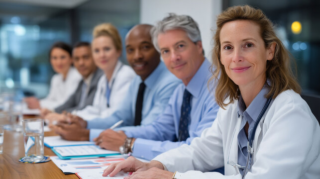 Diverse ethics committee debating stem cell research protocols in hospital boardroom, medical charts and regulatory documents spread across table, serious expressions captured, ide