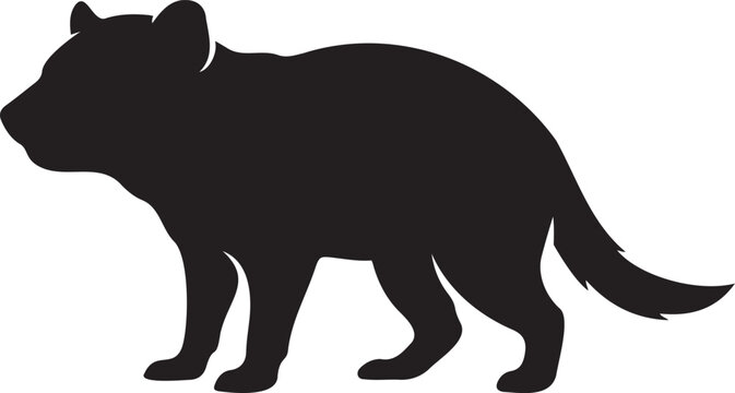 Tasmanian devil silhouette animal vector illustration featuring the carnivorous marsupial from Australia in a standing side view pose for wildlife education nature conservation and zoo mascot graphic 