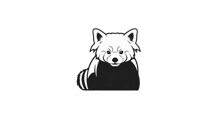 Fototapeta premium Black and white graphic illustration of a red panda facing forward