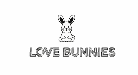 Fototapeta premium Cute outline bunny icon with 