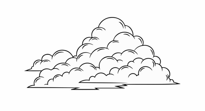 Cartoonish cloud formation with bold outlines on white background
