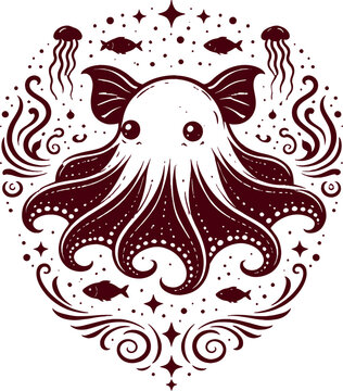 Dumbo Octopus Cute Deep Sea Ornate Art