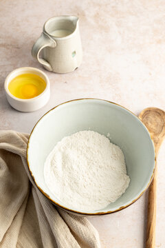 Pancake ingredients in a bowl being mixed 