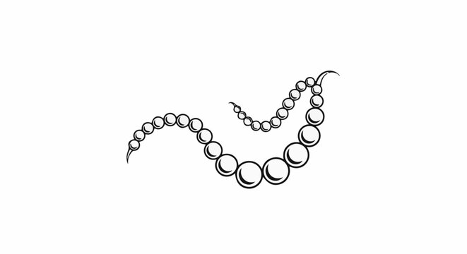 Delicate strand of luminous pearls in a fluid, artistic curve