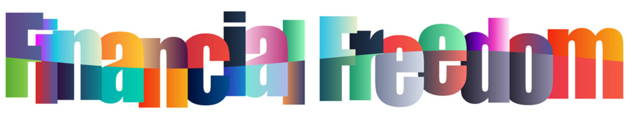 Colorful financial freedom text design with gradient lettering style © Mahadi