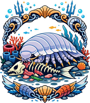 Giant Isopod Deep Sea Scavenger Badge Art