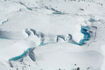 Aerial view of the glacier on the snow-capped mountain peaks  © 永泰 王