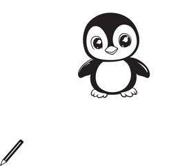 Fototapeta premium Wild peguin, illustration, vector on a white background.