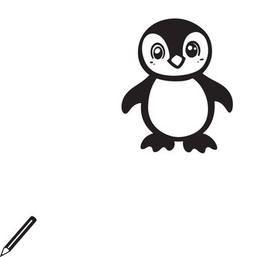Wild peguin, illustration, vector on a white background.